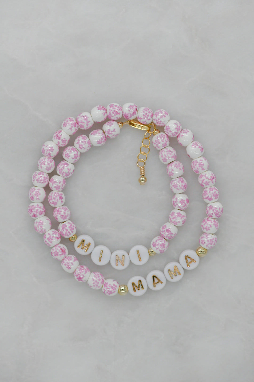 Girl's Chinoiserie Bracelet in Tickled Pink & White