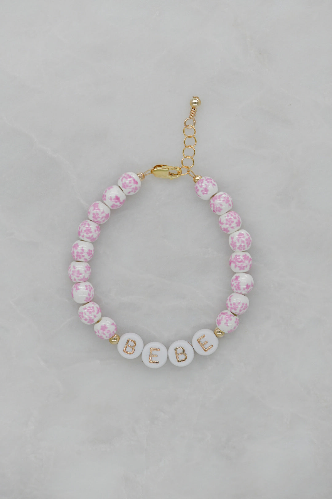Girl's Chinoiserie Bracelet in Tickled Pink & White