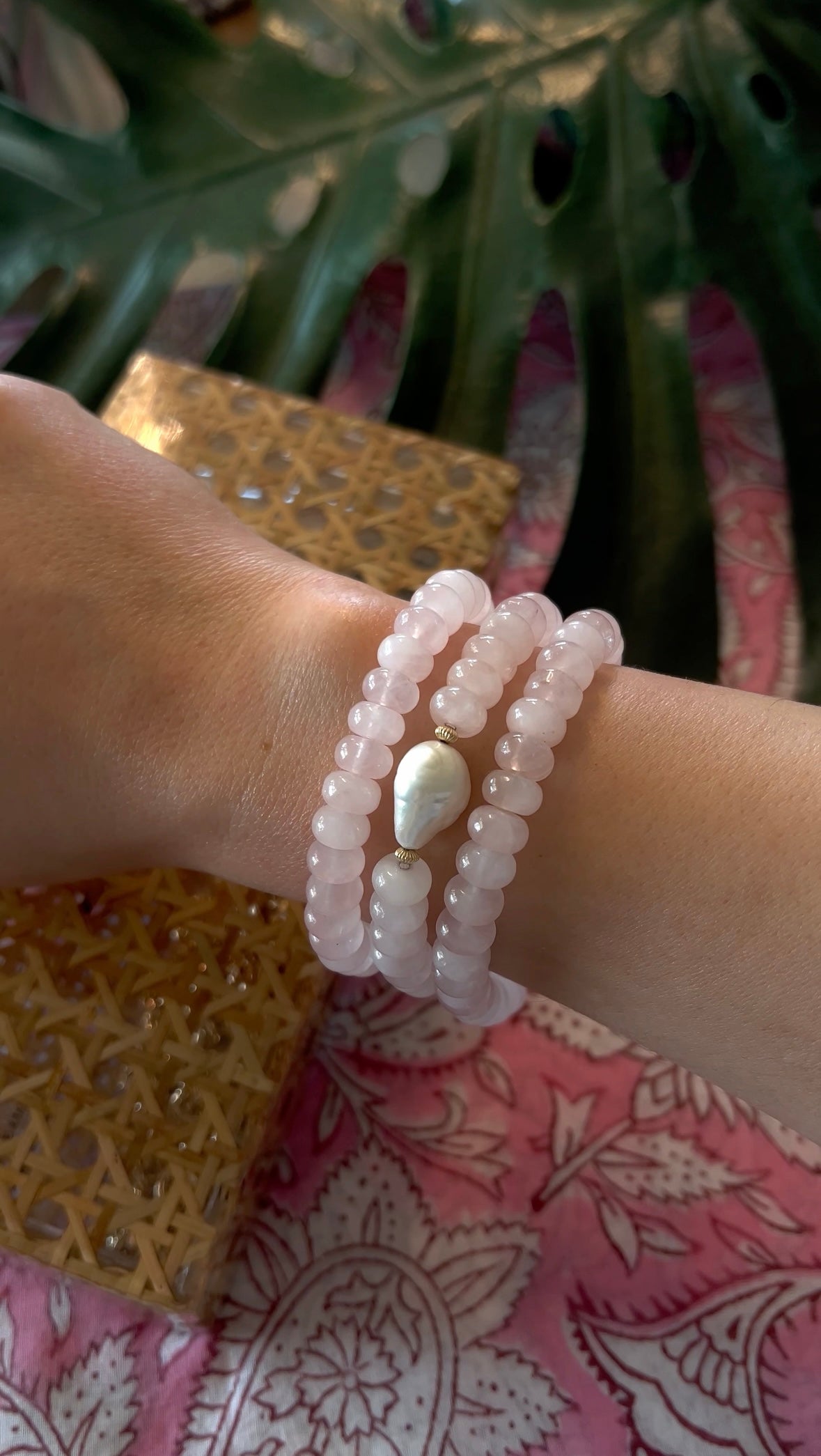 Pink Sands Quartz and Baroque Bracelet