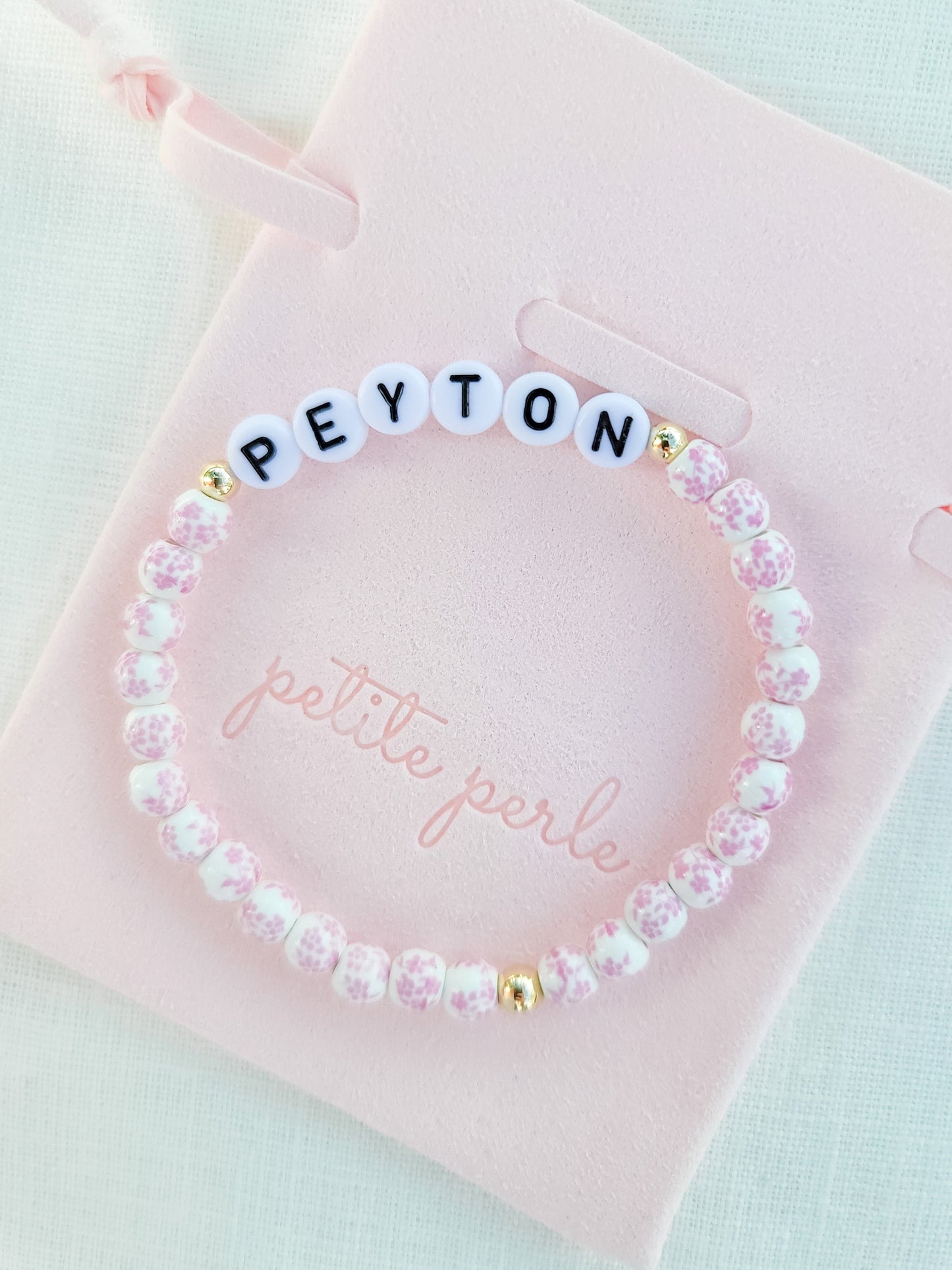 Girl's Chinoiserie Bracelet in Tickled Pink & White