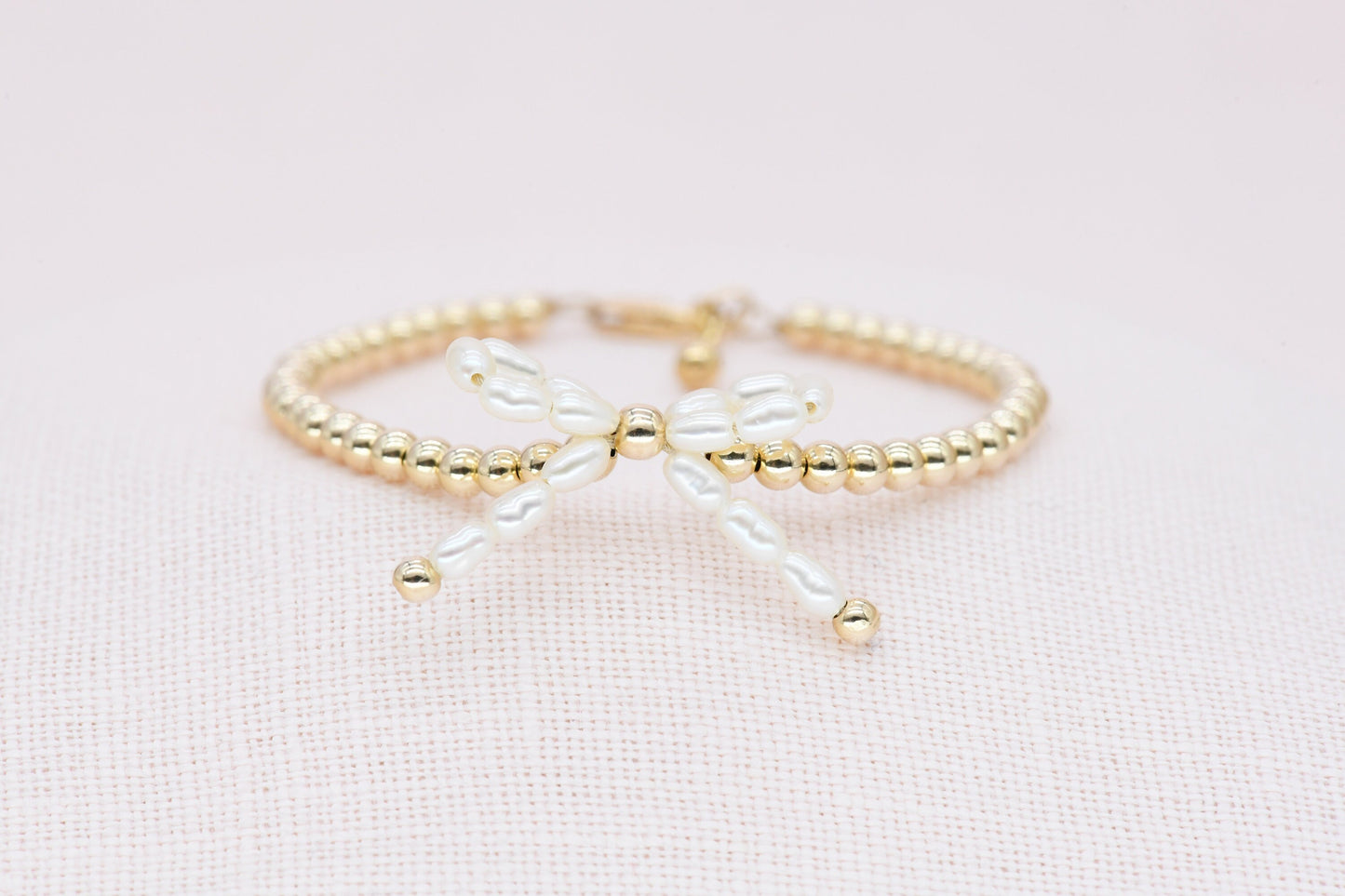 Pearl Bow Bracelet in Gold Filled Bead